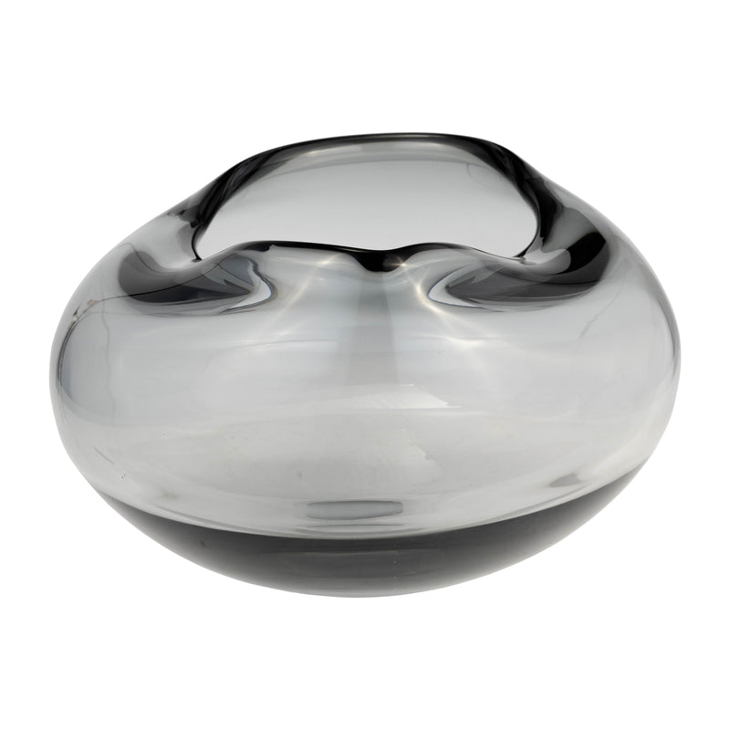 GLASS, 10"D IRREGULAR SHAPE BOWL, SMOKE