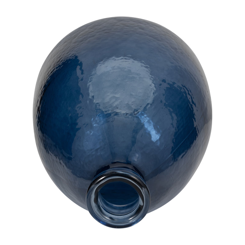 GLASS, 19" BALLOON VASE, BLUE