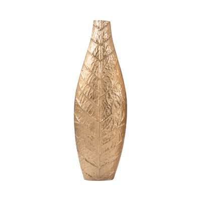 24" Craighton Small  Metal Leaf Vase, Gold