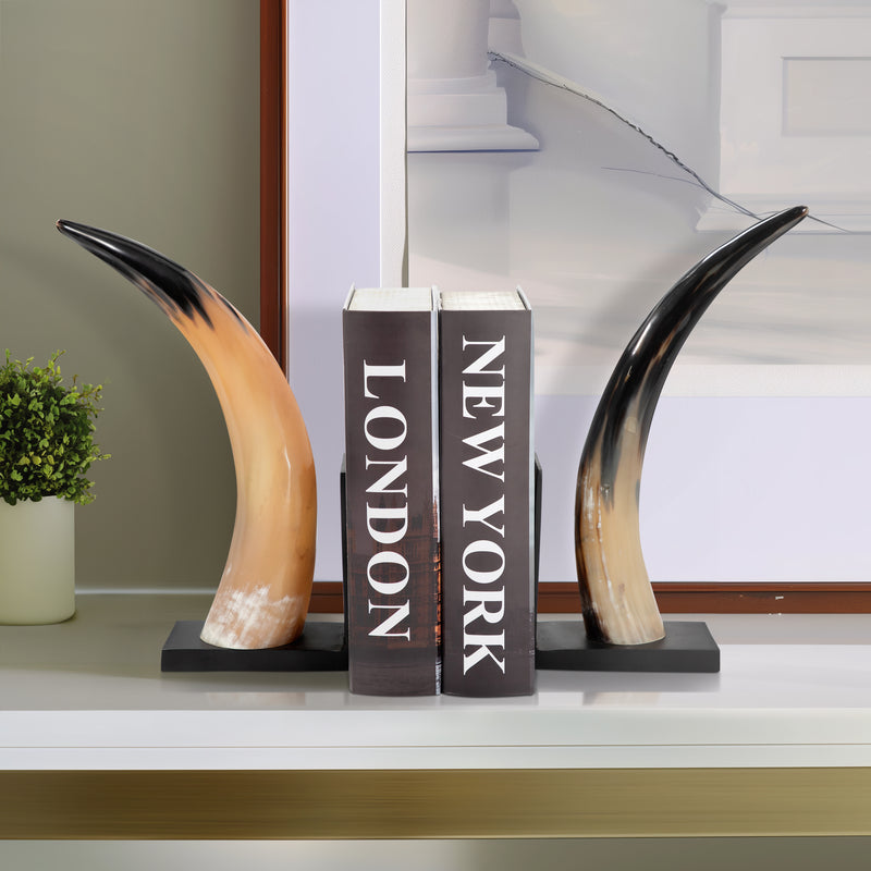 S/2 14" Gamil Horn Bookends