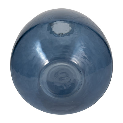 GLASS, 15" BALLOON VASE, BLUE