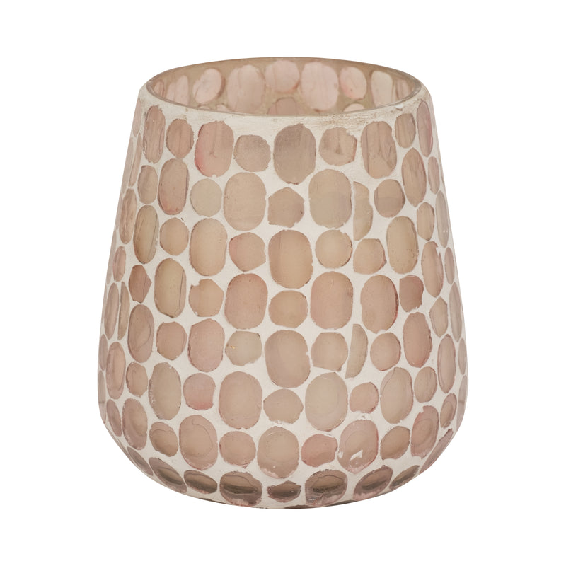 Glass, 5" 18 Oz Mosaic Scented Candle, Soft Pink