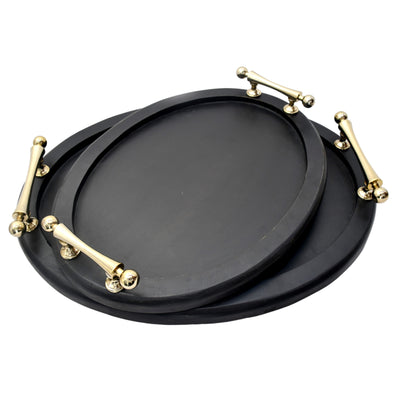 S/2 25/29" Cylde Wood Trays, Black