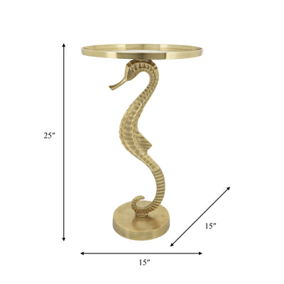 METAL, 24" SEAHORSE SIDE TABLE, GOLD KD