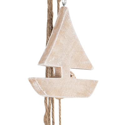 WOOD, 40"H HANGING SAILBOAT, BLUE/WHITE