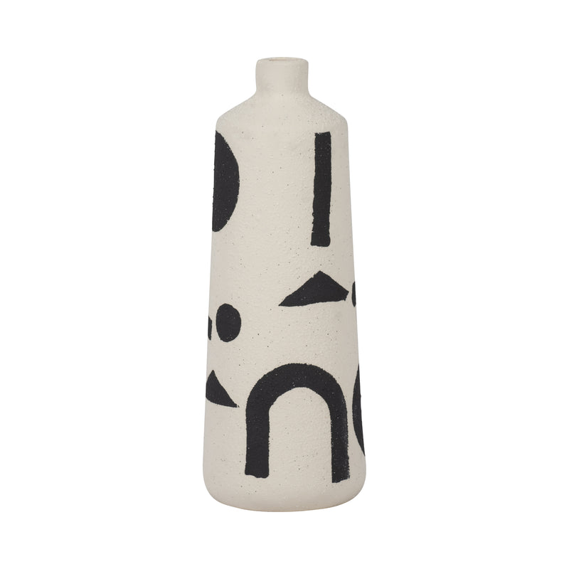 CER, 10" FUNKY VASE, IVORY/BLACK