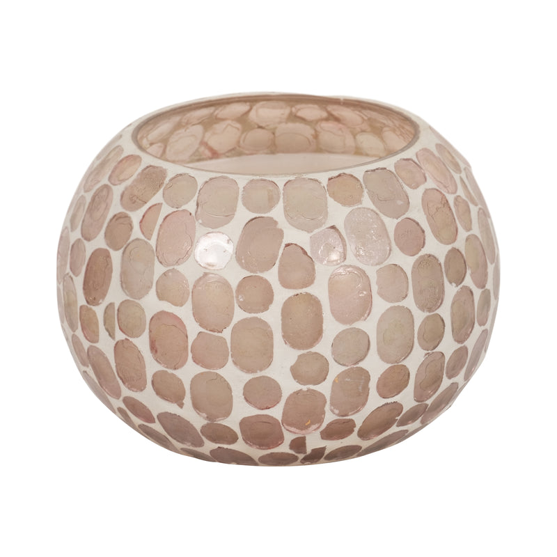 Glass, 5" 19 Oz Mosaic Scented Candle, Soft Pink