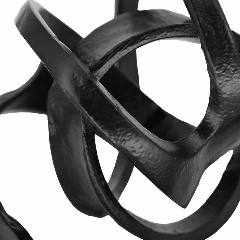 ALUMINUM KNOT SCULPTURE, 7", BLACK