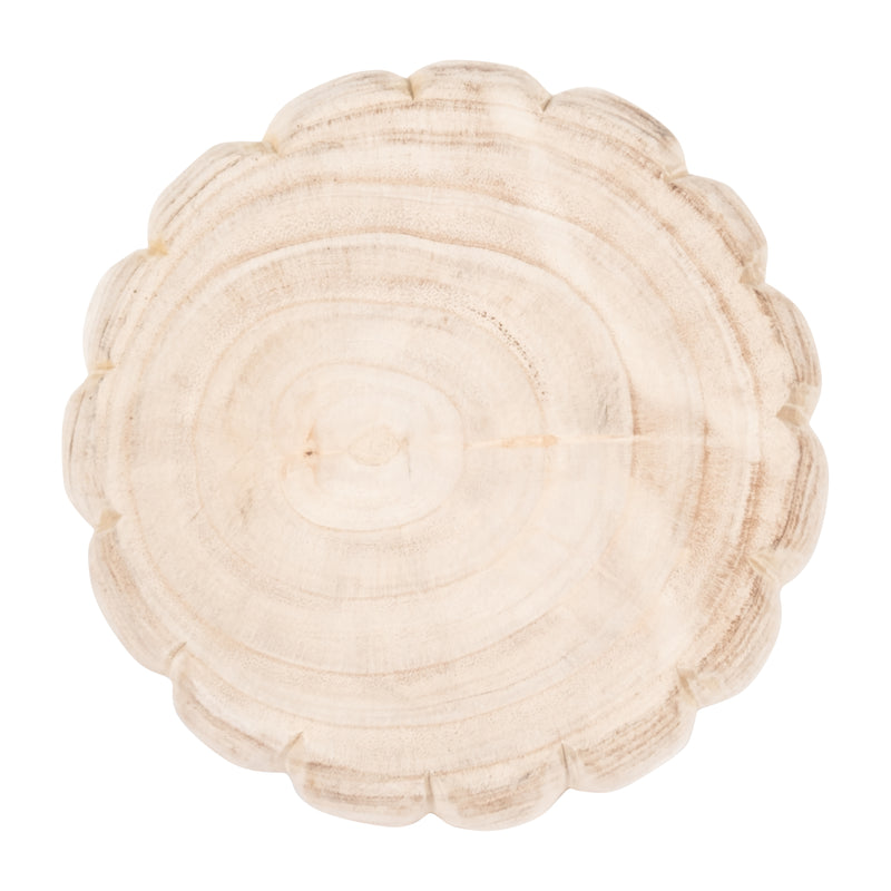 WOOD, 9" SCALLOPED BOWL, NATURAL