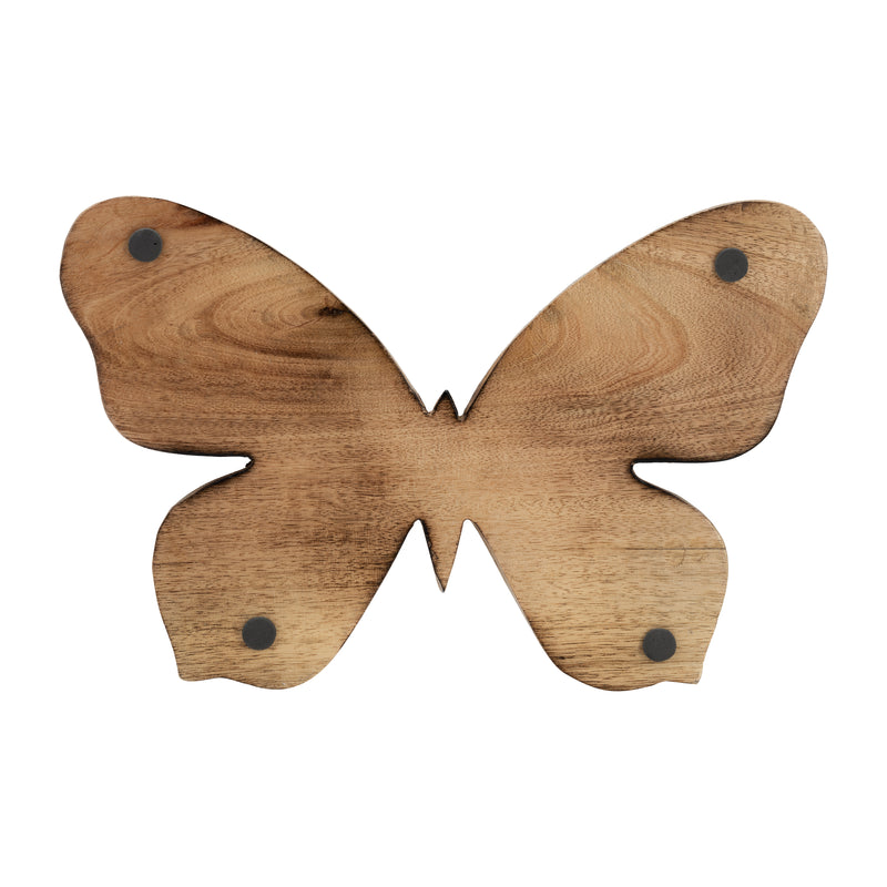 WOOD, 12" BUTTERFLY DECO, BROWN