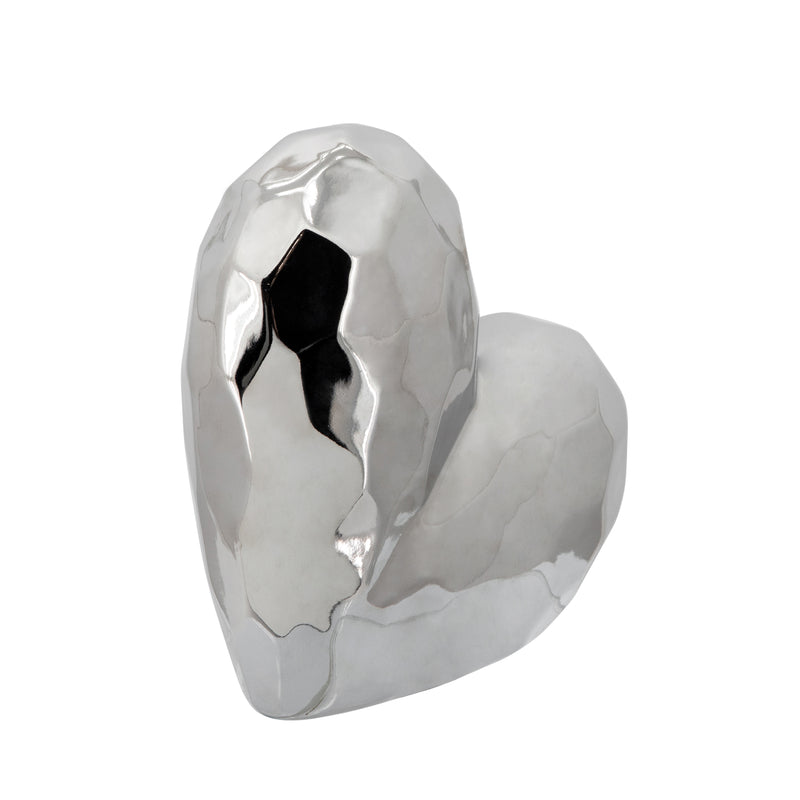 SILVER CERAMIC HEART 8"