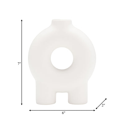 CER,7",DONUT FOOTED VASE,WHITE