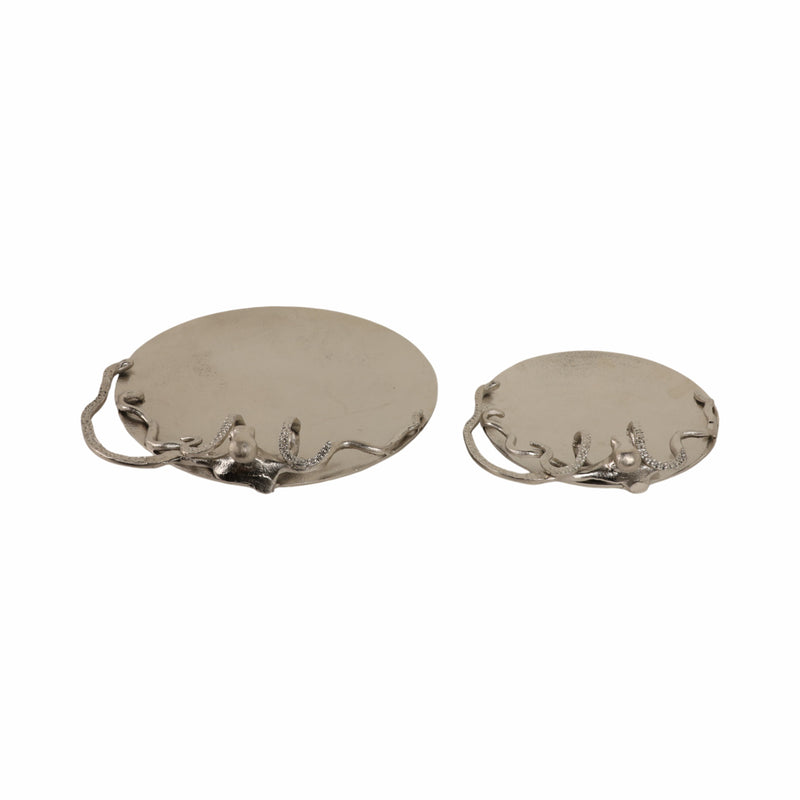 S/2 13/16" Octopus Trays, Silver