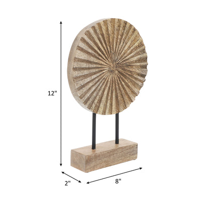 WOOD, 12'H PINWHEEL DECO, NATURAL