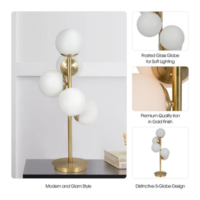 Glass 26" Frosted Globe Table Lamp, Gold