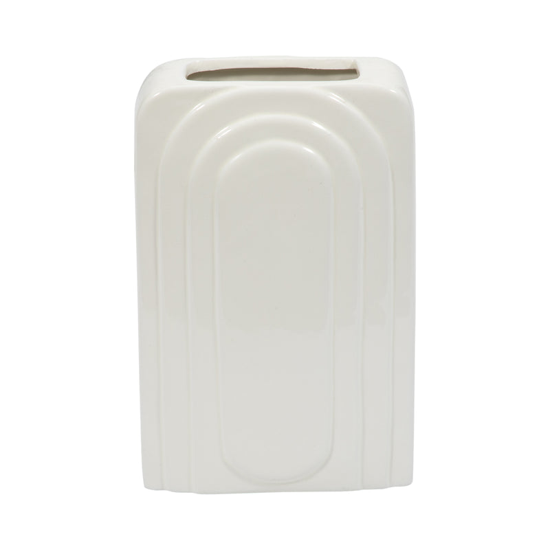 DOL, 7" RECTANGULAR VASE, WHITE