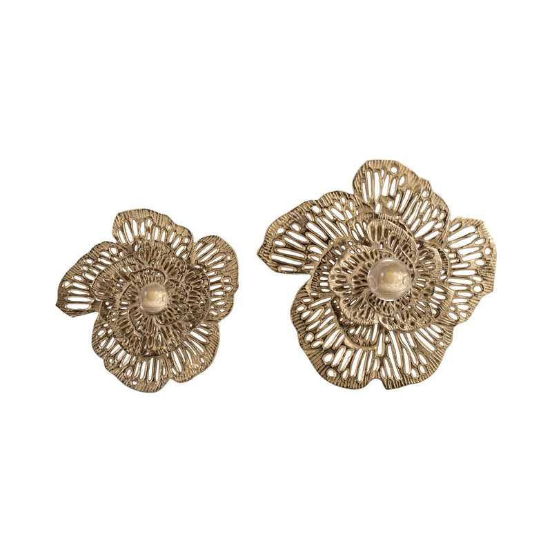 S/2 14/18" Salma Gold Wall Flowers