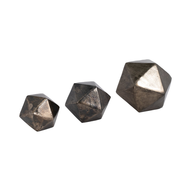 S/3 5/6/9" Akiko Geometric Wall Bubbles, Bronze