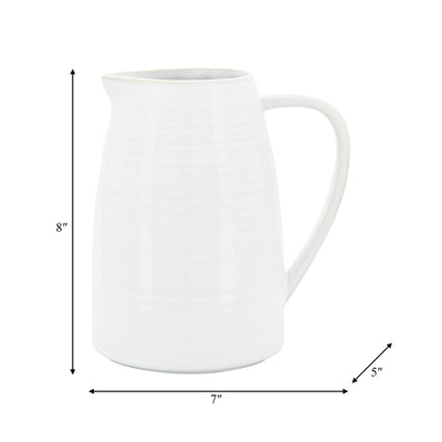 CER, 8"H PITCHER, WHITE