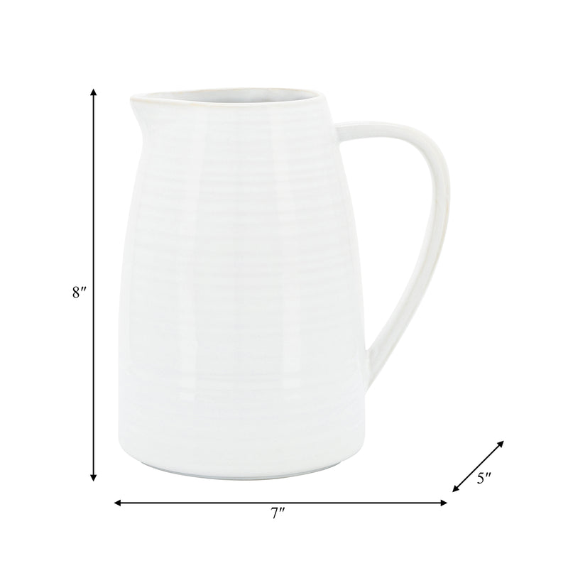 CER, 8"H PITCHER, WHITE