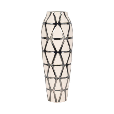 22" Fabiola Oversized Tribal Vase, Pewter