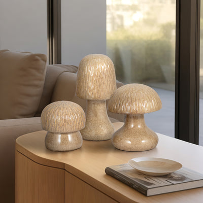 S/3 8/11/14" Cassoria Ceramic Mushrooms