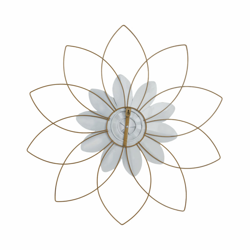 METAL 25" WALL FLOWER, WHITE/BLUE, WB