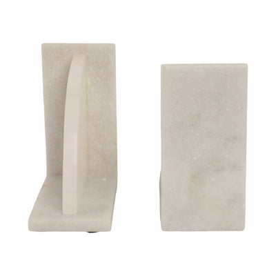 S/2 6" Alabaster Arc Bookends, White