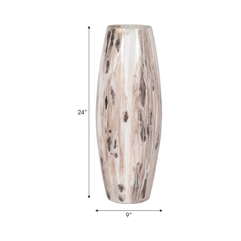 24" Curved Glass Vase Neutral Drip Finish, Multi