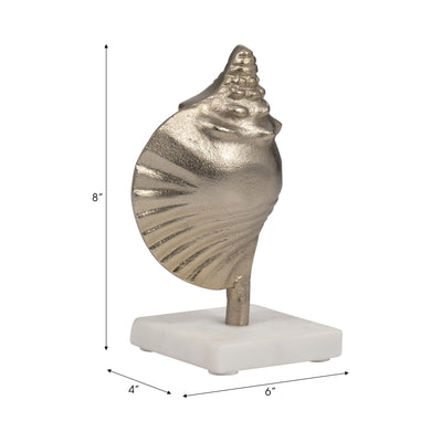 Metal, 8" Helmet Shell On Marble Base, Champagne