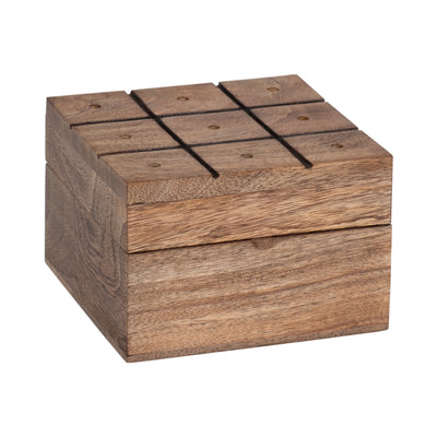 Wood, 6" Tic Tac Toe, Brown/gold