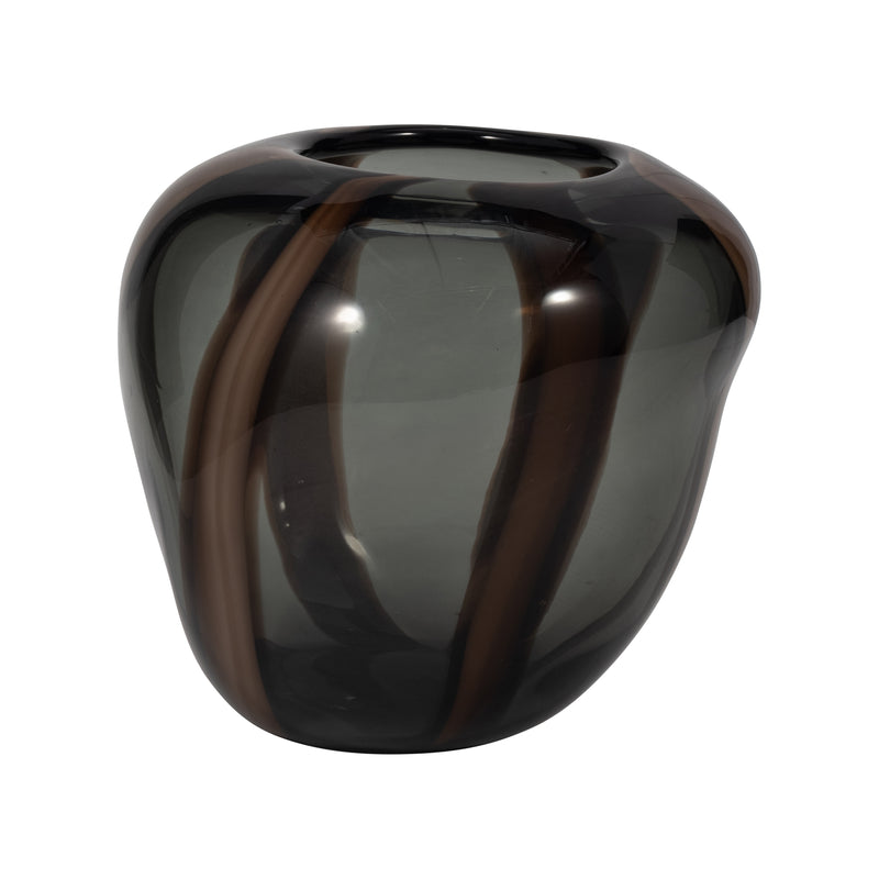 7" Bayle Small Brown Striped Glass Vase