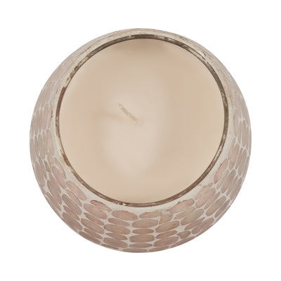 Glass, 5" 18 Oz Mosaic Scented Candle, Soft Pink