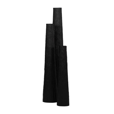 METAL, 35" RIBBED FLOOR VASE, BLACK