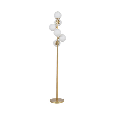 Glass 72" Frosted Globe Floor Lamp, Gold