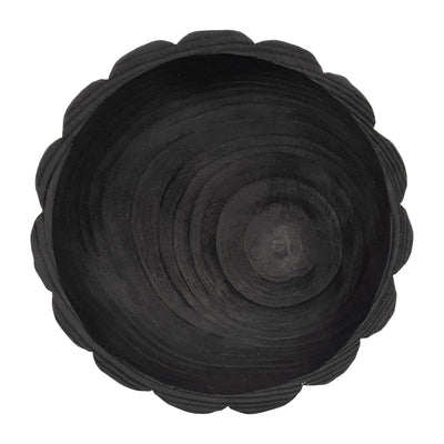 WOOD, 9" SCALLOPED BOWL, BLACK