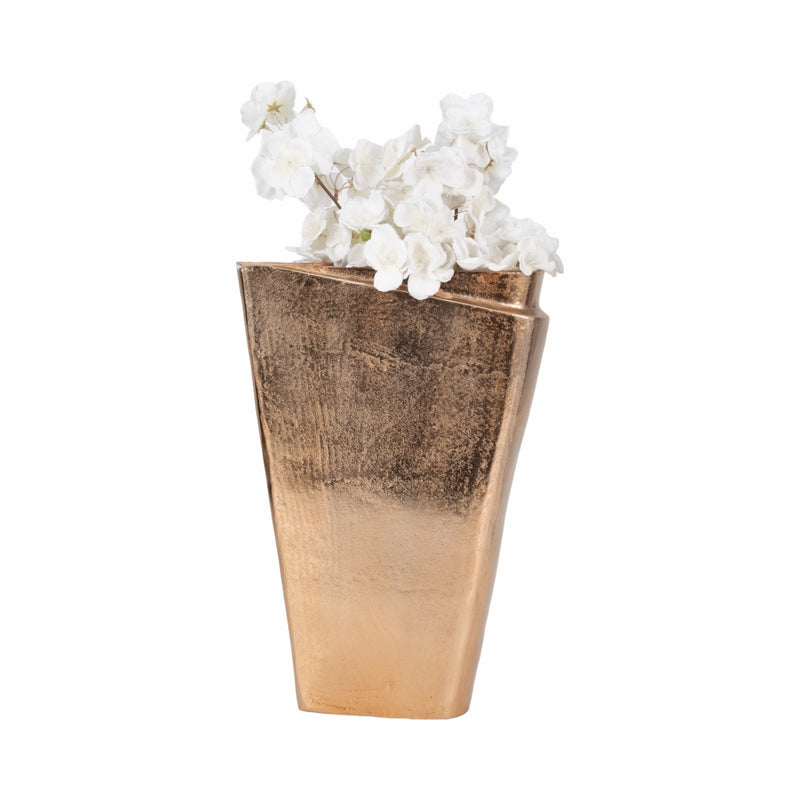 16" Balee Metal Origami Vase, Champagne