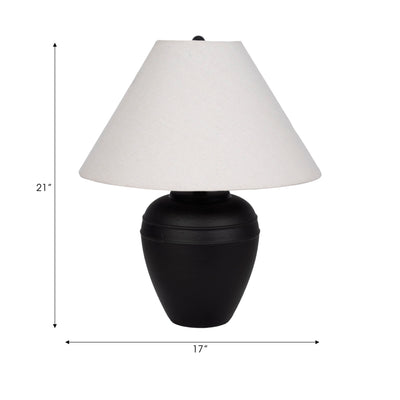 21" Textured Table Lamp Tapered Shade, Black/white