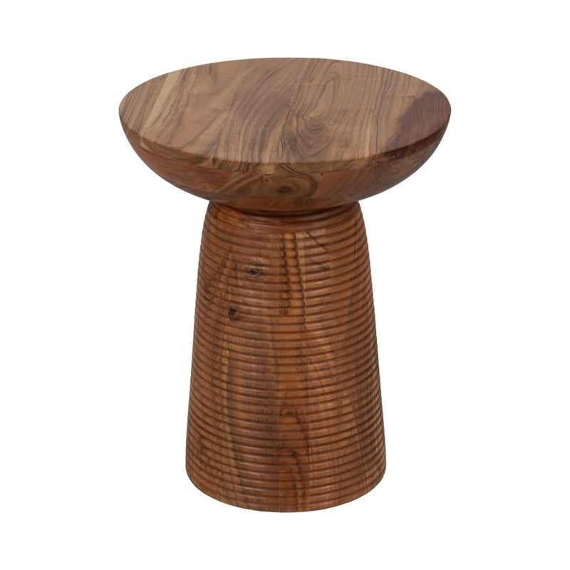 20" Grooved Base Wood Accent Table, Natural