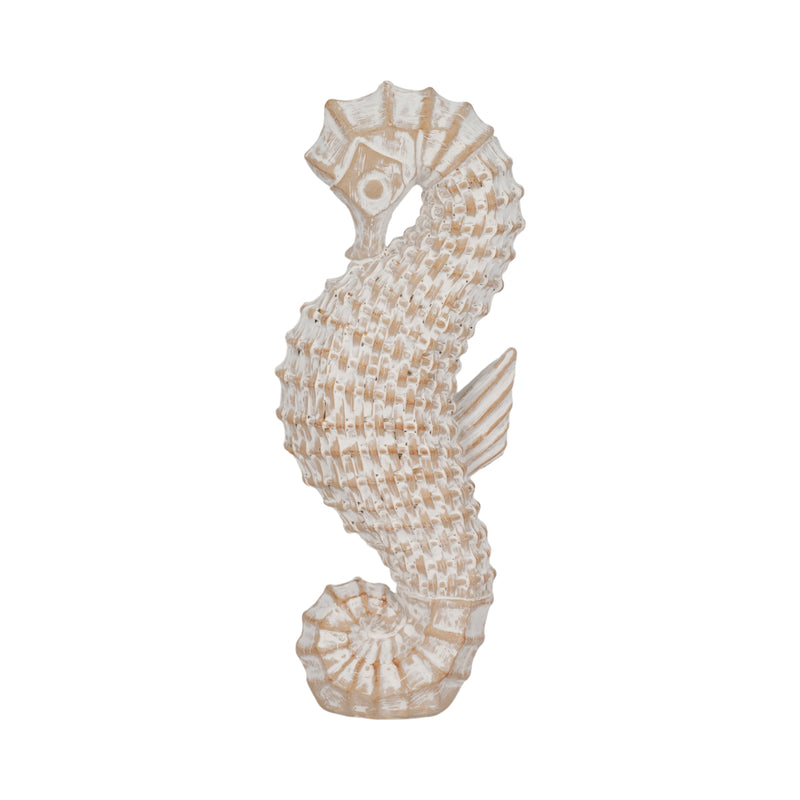 12" Resin Wicker Seahorse, White