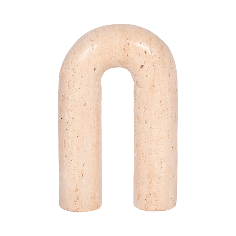 8" Rounded Travertine Arch Object, Tan