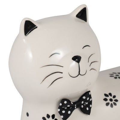 Cer, 8" Daisies Cat, White