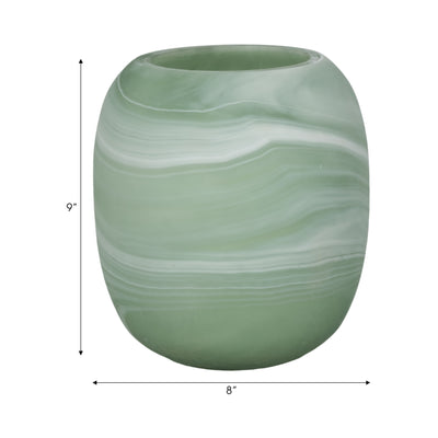 9" Garbo Small Green Glass Vase