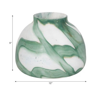 9" Ebb & Flow Vase, Green/clear