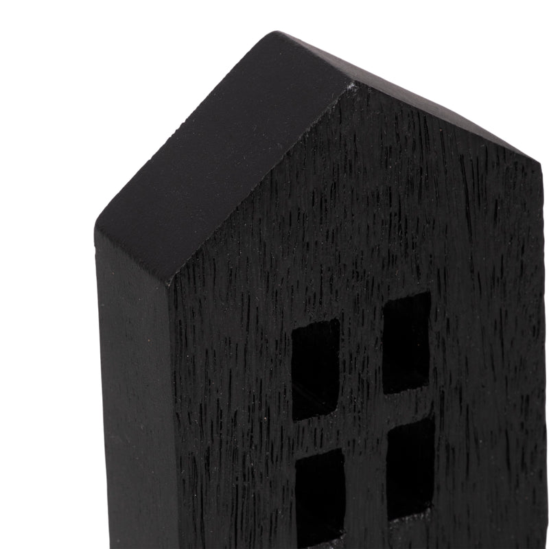 8" Wood House Decor, Black