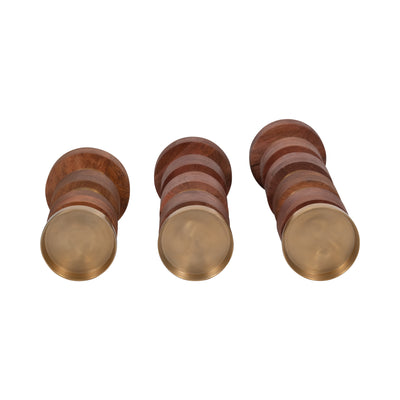 S/3 13/17/22" Hollis Wood Candle Sticks, Brown