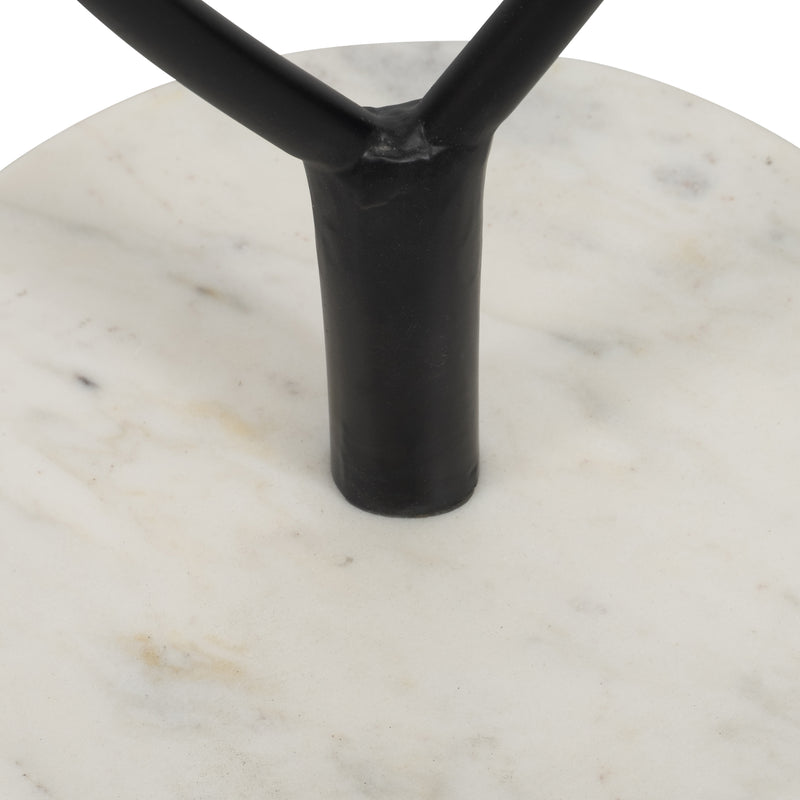 METAL, 24" LOOPHOLE TABLE MARBLE BASE, BLACK