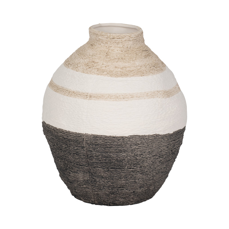 12" Striped Woven Textured Vase, Multi