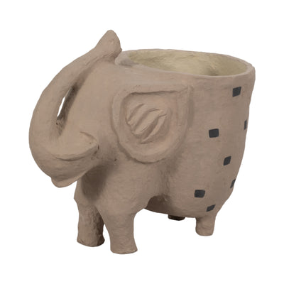 25" Paper Mache Elephant Planter, Ivory