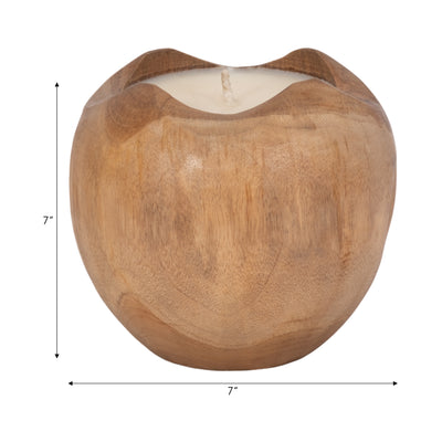 Teak, 8" Round Candle, Natural